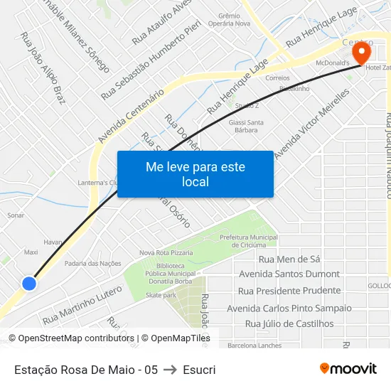Estação Rosa De Maio - 05 to Esucri map