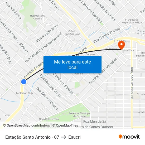 Estação Santo Antonio - 07 to Esucri map
