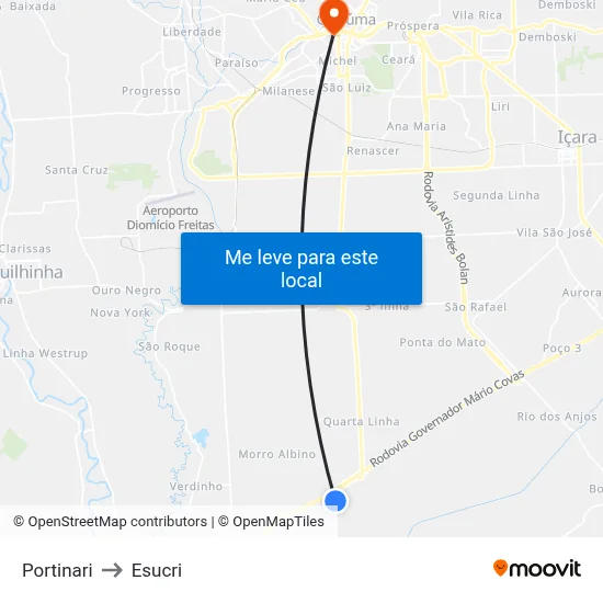 Portinari to Esucri map