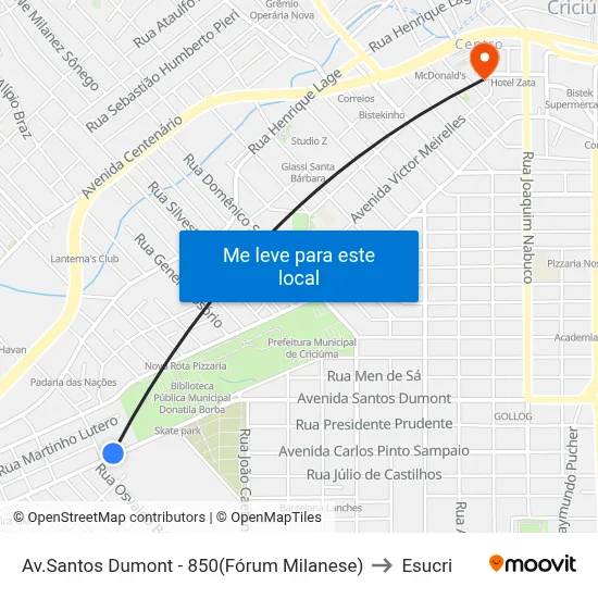 Av.Santos Dumont - 850(Fórum Milanese) to Esucri map
