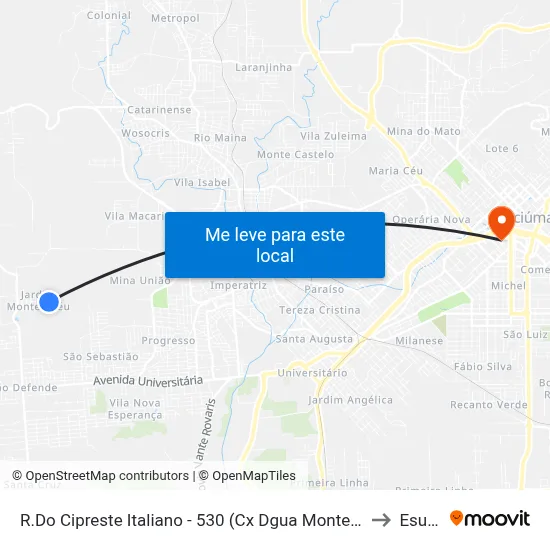 R.Do Cipreste Italiano - 530 (Cx Dgua Montevideo) to Esucri map