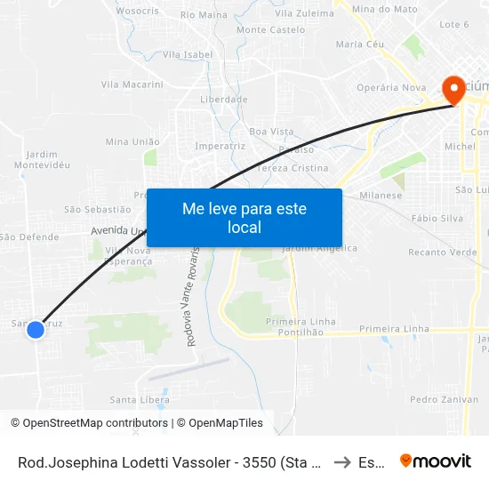 Rod.Josephina Lodetti Vassoler - 3550 (Sta Cruz Igreja) to Esucri map