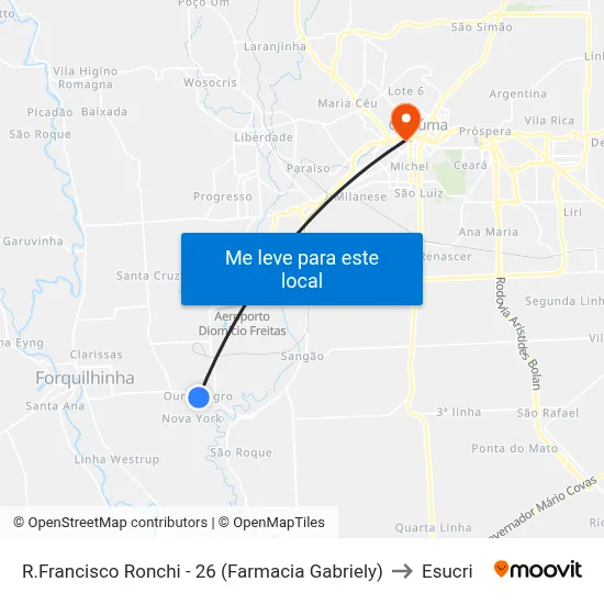 R.Francisco Ronchi - 26 (Farmacia Gabriely) to Esucri map