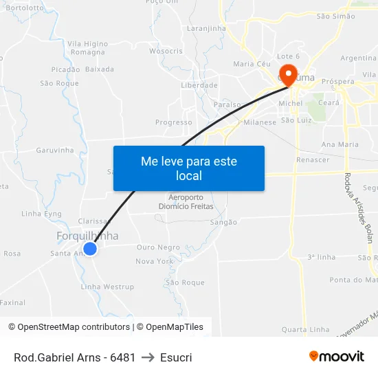 Rod.Gabriel Arns - 6481 to Esucri map