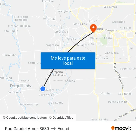 Rod.Gabriel Arns - 3580 to Esucri map