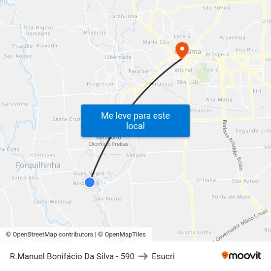 R.Manuel Bonifácio Da Silva - 590 to Esucri map