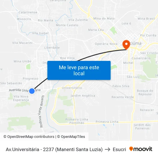 Av.Universitária - 2237 (Manenti Santa Luzia) to Esucri map