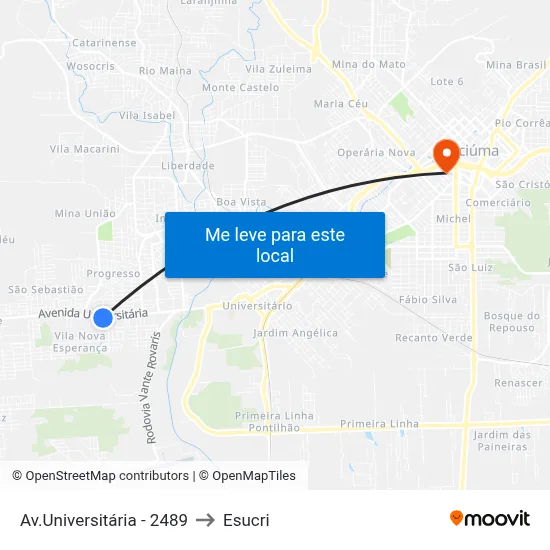 Av.Universitária - 2489 to Esucri map
