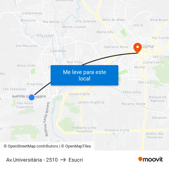 Av.Universitária - 2510 to Esucri map