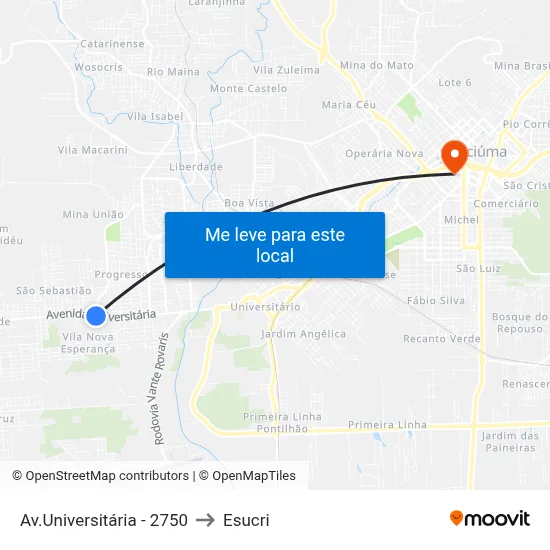 Av.Universitária - 2750 to Esucri map