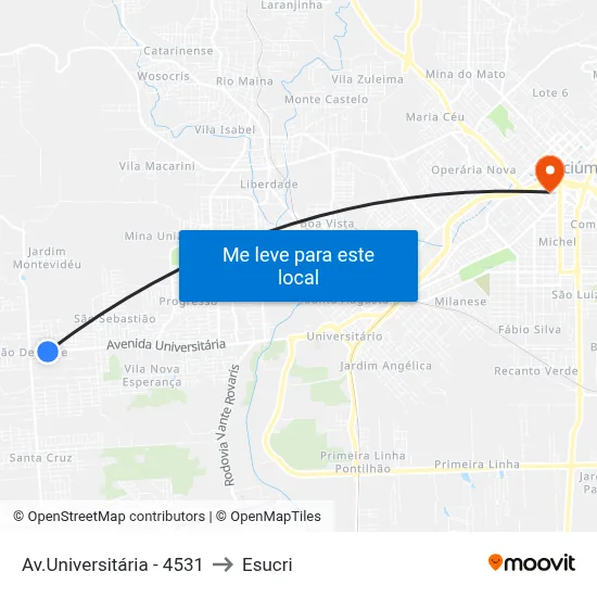 Av.Universitária - 4531 to Esucri map