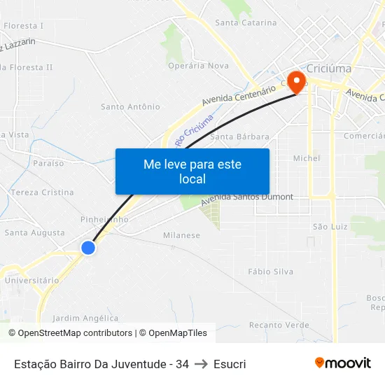 Estação Bairro Da Juventude - 34 to Esucri map