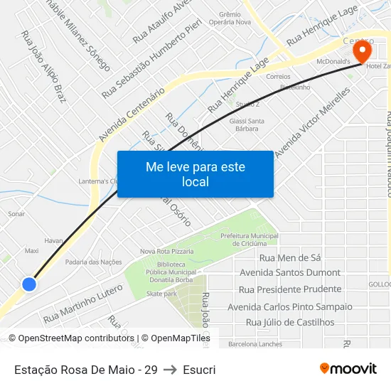 Estação Rosa De Maio - 29 to Esucri map