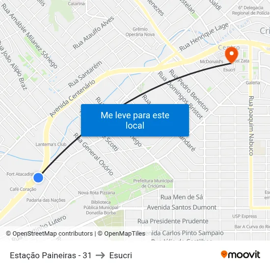 Estação Paineiras - 31 to Esucri map