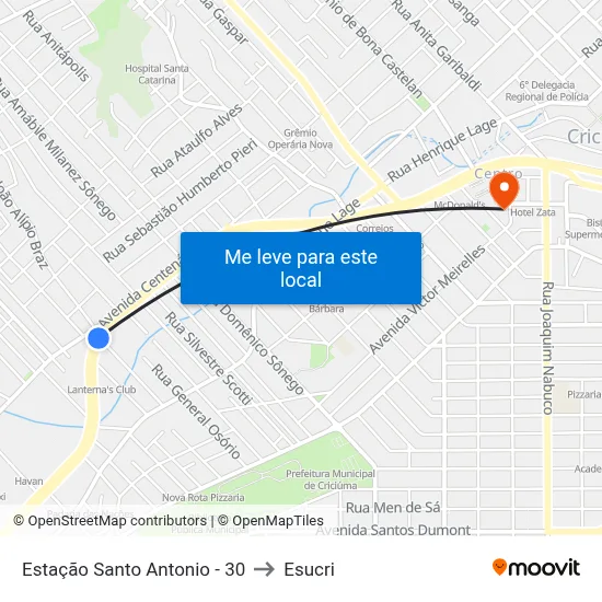 Estação Santo Antonio - 30 to Esucri map