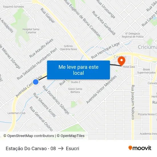 Estação Do Carvao - 08 to Esucri map