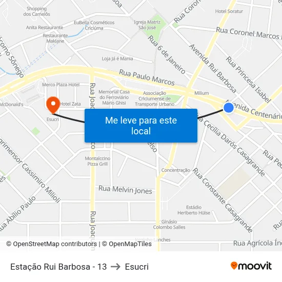 Estação Rui Barbosa - 13 to Esucri map