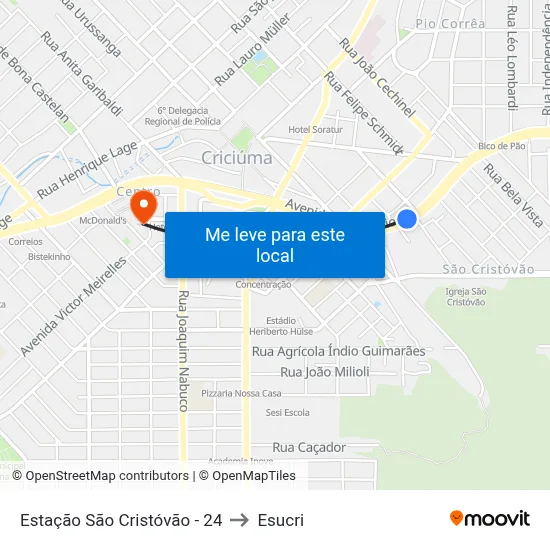 Estação São Cristóvão - 24 to Esucri map