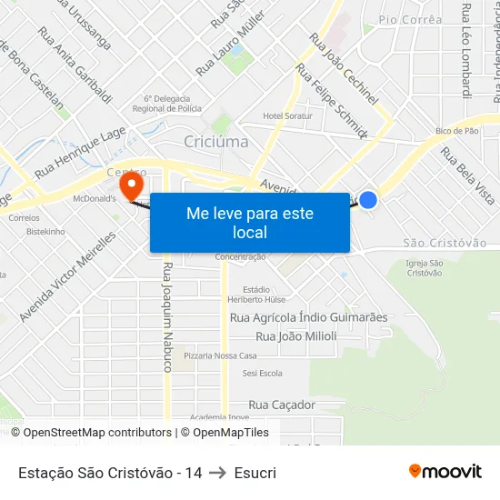 Estação São Cristóvão - 14 to Esucri map