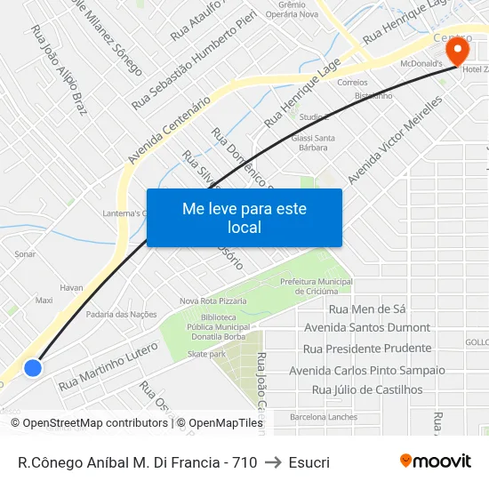 R.Cônego Aníbal M. Di Francia - 710 to Esucri map