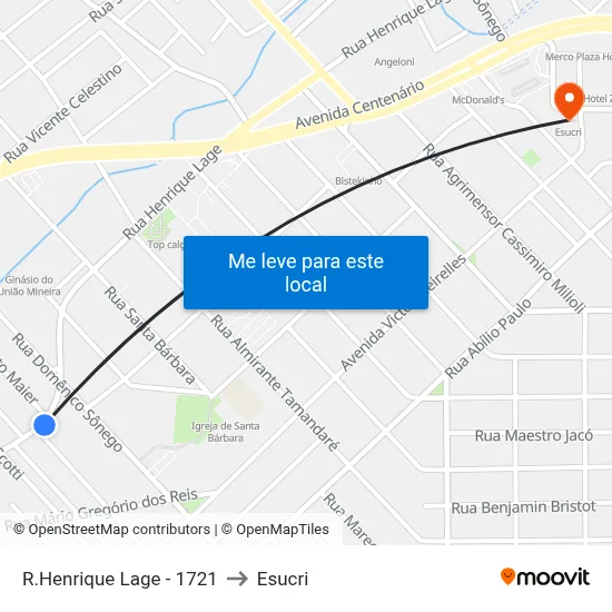 R.Henrique Lage - 1721 to Esucri map