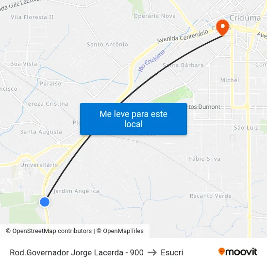 Rod.Governador Jorge Lacerda - 900 to Esucri map