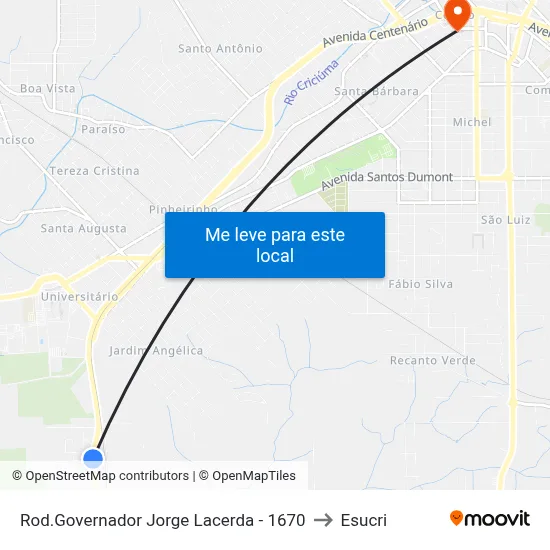 Rod.Governador Jorge Lacerda - 1670 to Esucri map