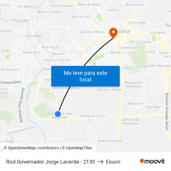 Rod.Governador Jorge Lacerda - 2130 to Esucri map