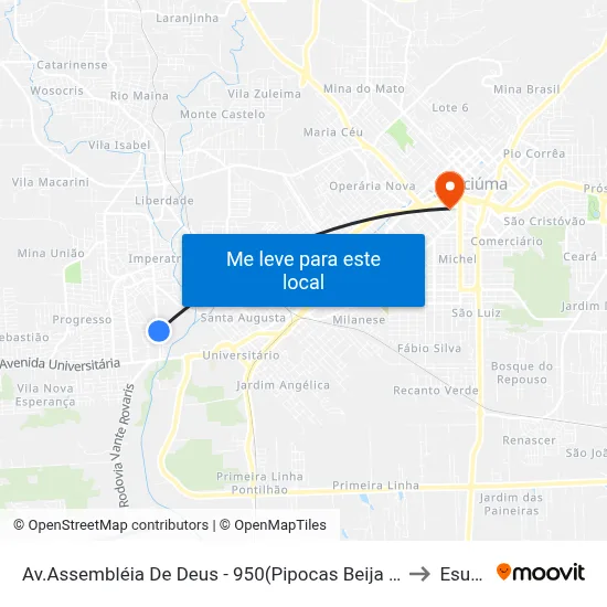 Av.Assembléia De Deus - 950(Pipocas Beija Flor) to Esucri map