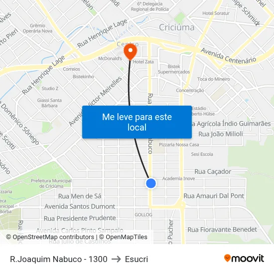 R.Joaquim Nabuco - 1300 to Esucri map