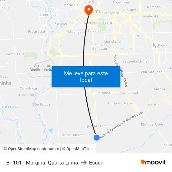 Br-101 - Marginal Quarta Linha to Esucri map