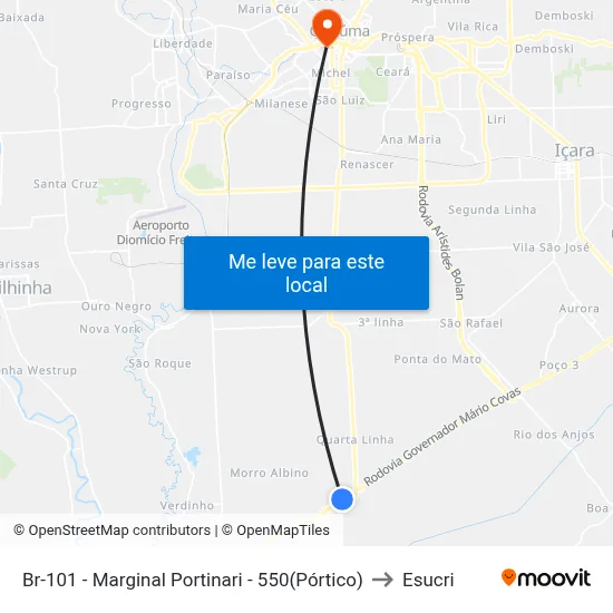 Br-101 - Marginal Portinari - 550(Pórtico) to Esucri map