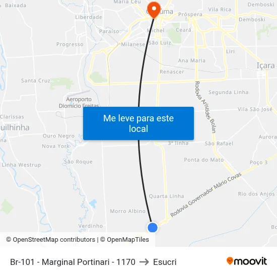 Br-101 - Marginal Portinari - 1170 to Esucri map