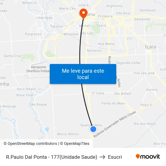 R.Paulo Dal Ponta - 177(Unidade Saude) to Esucri map