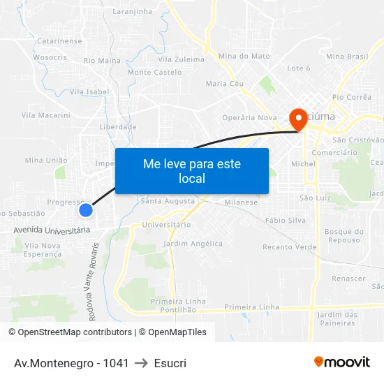 Av.Montenegro - 1041 to Esucri map