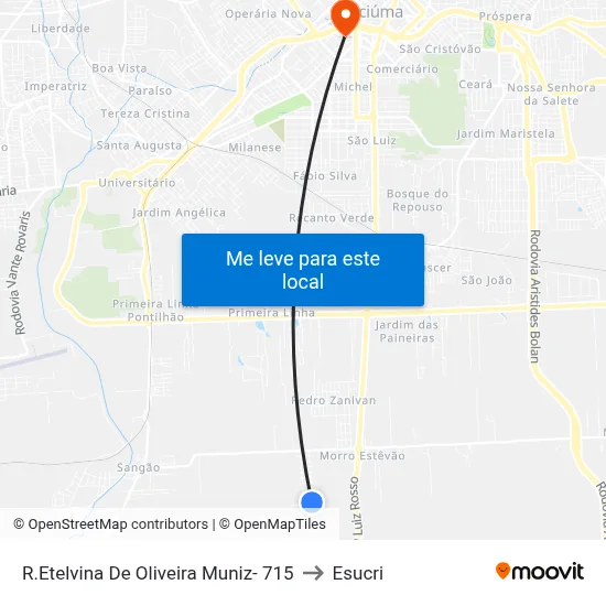 R.Etelvina De Oliveira Muniz- 715 to Esucri map