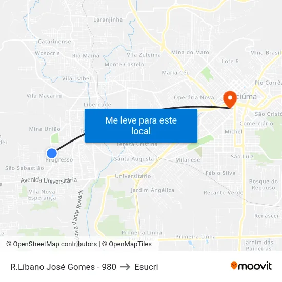 R.Líbano José Gomes - 980 to Esucri map