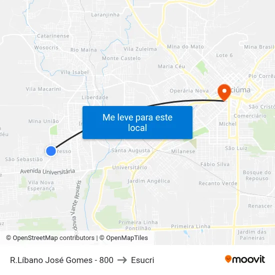 R.Líbano José Gomes - 800 to Esucri map