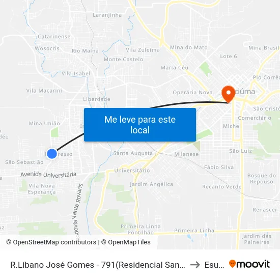 R.Líbano José Gomes - 791(Residencial Santa Luzia) to Esucri map