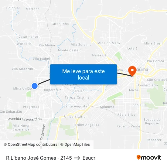 R.Líbano José Gomes - 2145 to Esucri map