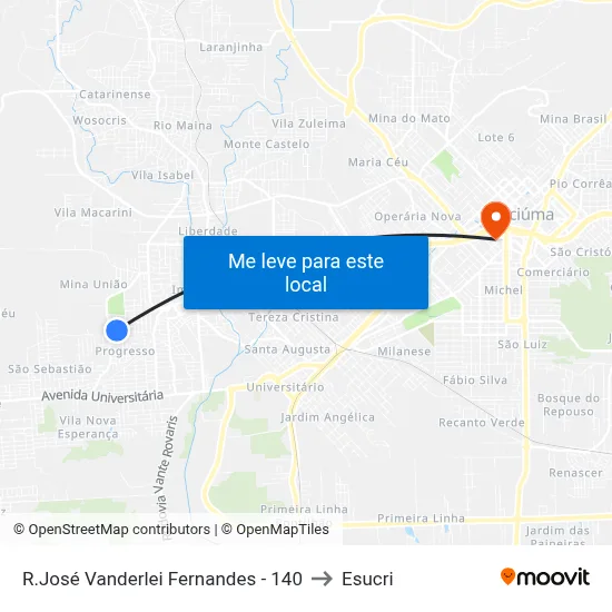 R.José Vanderlei Fernandes - 140 to Esucri map