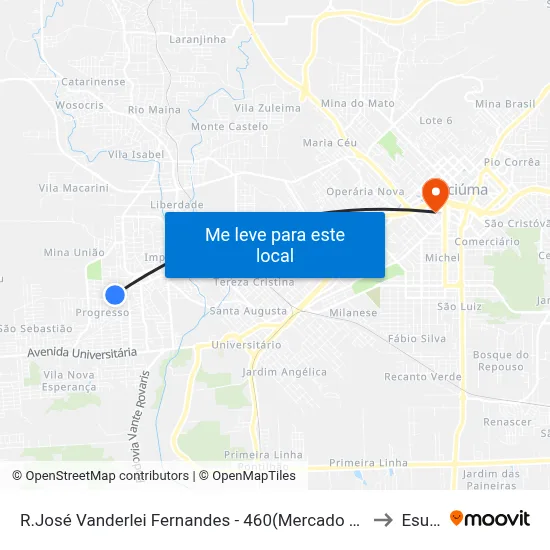 R.José Vanderlei Fernandes - 460(Mercado Da Casa) to Esucri map