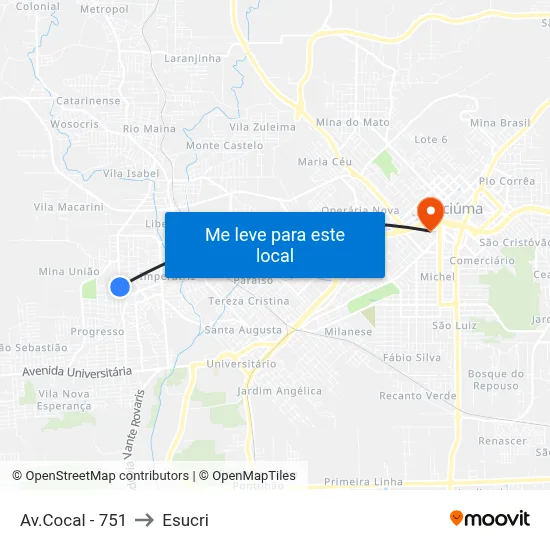 Av.Cocal - 751 to Esucri map