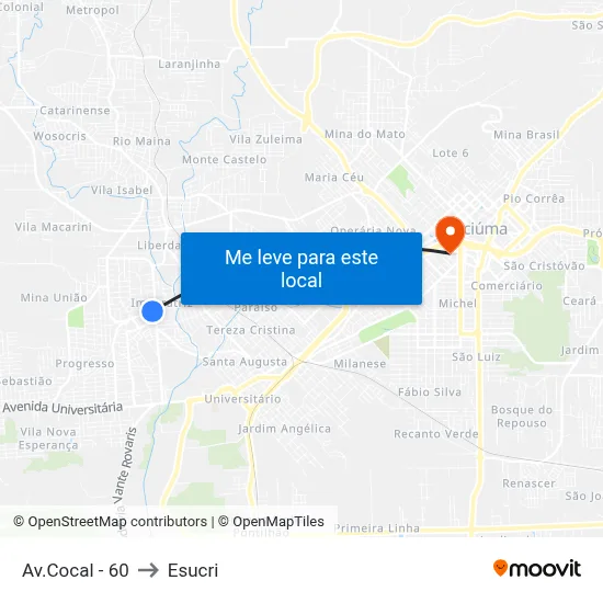 Av.Cocal - 60 to Esucri map