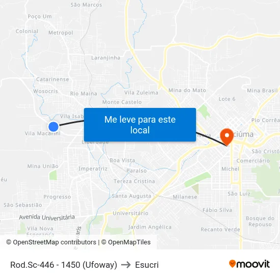 Rod.Sc-446 - 1450 (Ufoway) to Esucri map