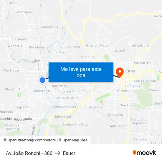 Av.João Ronchi - 380 to Esucri map