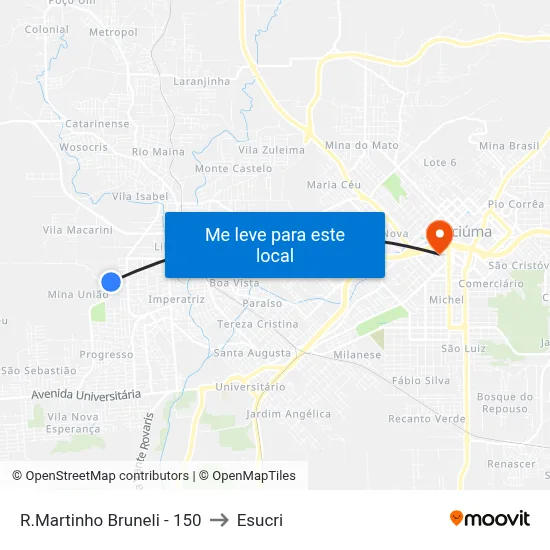 R.Martinho Bruneli - 150 to Esucri map