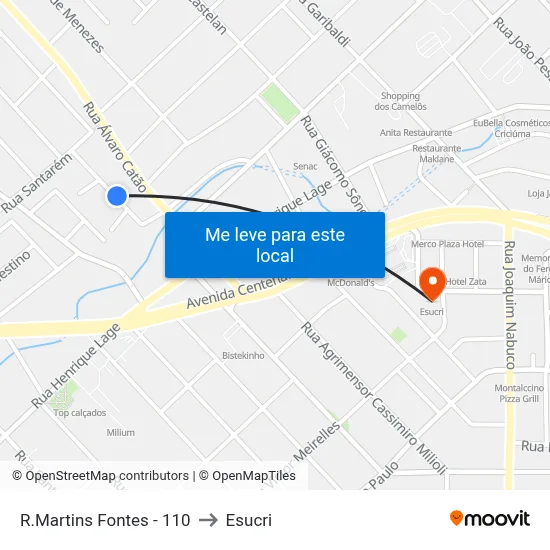 R.Martins Fontes - 110 to Esucri map