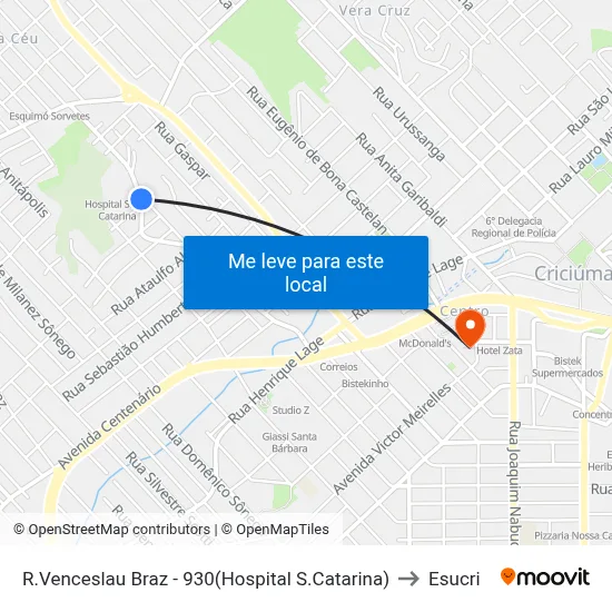 R.Venceslau Braz - 930(Hospital S.Catarina) to Esucri map