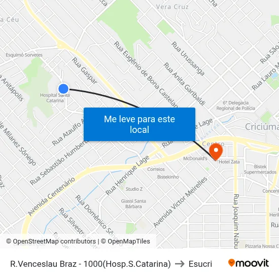 R.Venceslau Braz - 1000(Hosp.S.Catarina) to Esucri map